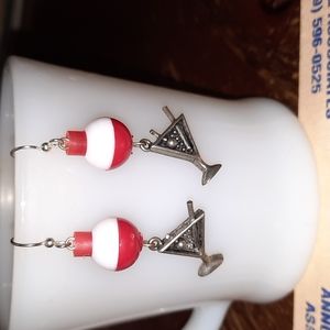 BOGO. Fishing bobber Martini earrings